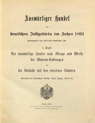 Auswärtiger Handel des deutschen Zollgebiets, 85 = 1895 (1896)