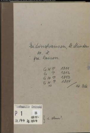 Zivilstandsregister der evangelischen Gemeinde Eidinghausen, Kreis Minden (GHT 1811 ab November, GT 1812, GHT 1813-1814) (Gemeinde: Evangelische Gemeinde Eidinghausen)