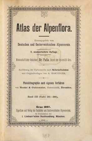 Atlas der Alpenflora, 3. Tafel 201 - 300