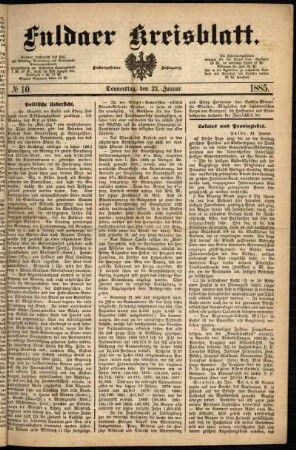 Ausgabe vom Donnerstag, den 22. Januar 1885.