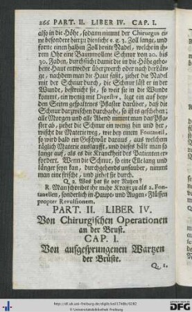 Liber IV. Von Chirurgischen Operationen an der Brust.