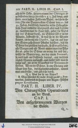Liber IV. Von Chirurgischen Operationen an der Brust.