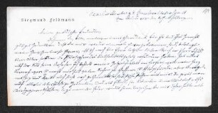 Brief von Siegmund Feldmann an Gerhart Hauptmann