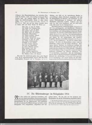 IV. Die Württemberger im Kriegsjahre 1914