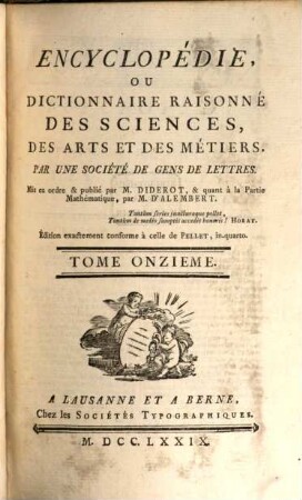 Encyclopédie, Ou Dictionnaire Raisonné Des Sciences, Des Arts Et Des Métiers. 11, DIO - ELB