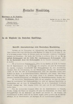 50. Jahrg. Nr. 6., ... den 21. März 1910