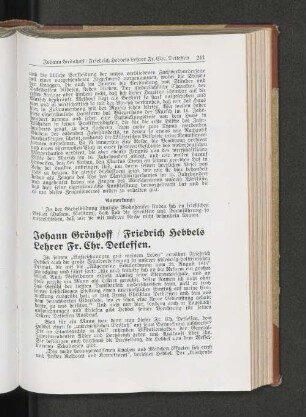 Friedrich Hebbels Lehrer Fr. Chr. Detlefsen.