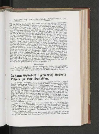 Friedrich Hebbels Lehrer Fr. Chr. Detlefsen.