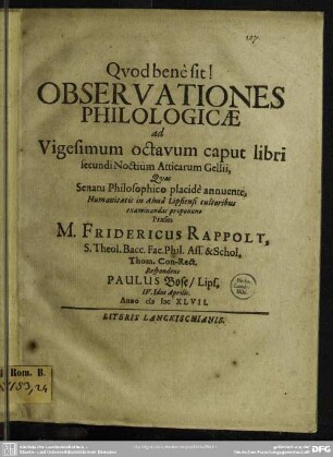 Observationes philologicae ad vigesimum octavum caput libri secundi noctium Atticarum Gellii