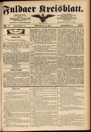 Erste Ausgabe vom Mittwoch, den 17. Juni 1903.