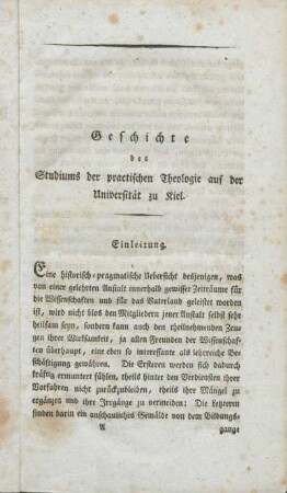 Geschichte des Studiums der practischen Theologie auf der Universität zu Kiel.