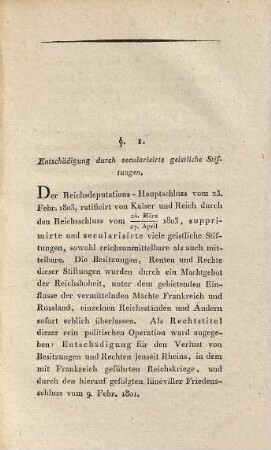 Das Occupationsrecht des landesherrlichen Fiscus : im Verhältniss zu den Besitzungen, Renten und Rechten, welche den secularisirten, als Entschädigung gegebenen geistlichen Stiftungen in fremdem Gebiete zustanden