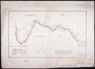 Grenzlinie zwischen dem Dürmentingischen und dem Kanzachischen Trieb Maßstab ca. 1 : 5000 Zeichner: Johann Schreyvogel col. handgez.