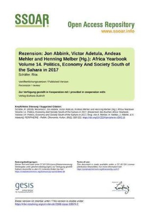Rezension: Jon Abbink, Victor Adetula, Andeas Mehler and Henning Melber (Hg.): Africa Yearbook Volume 14. Politics, Economy And Society South of the Sahara in 2017