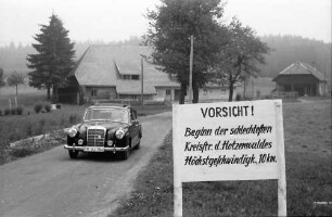 Hütten: Straßenschild; Beginn der schlechtesten Kreisstraße des Hotzenwaldes