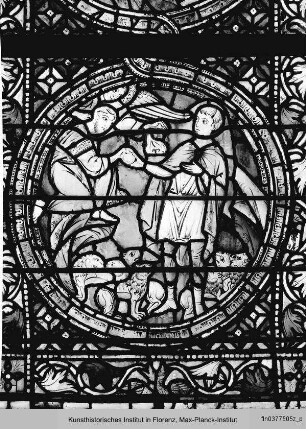 Fenster A-V mit typologischen Szenen : Typologische Fensterbahnen : Daniel in der Löwengrube