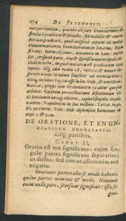 De Oratione, Et Enunciatione Enunciationisque partibus. Caput II.