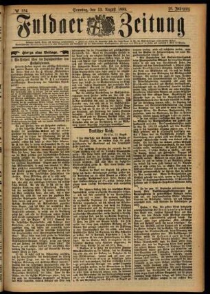 Erste Ausgabe vom Sonntag, den 13. August 1893.