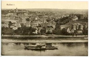 Meißen. Blick auf Meißen Rechts - Elbe m. Dampfer