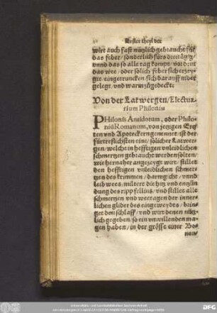 Von der Latwergen/ Electuarium Philonis.