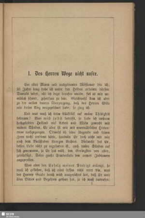 1. Des Herren Wege nicht unsre