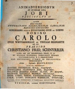 Animadversiones ad quaedam loca Jobi, Fasciculus II.