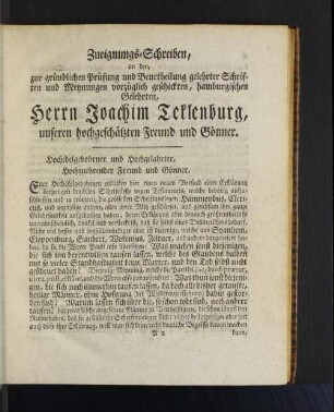 Zueignungs - Schreiben