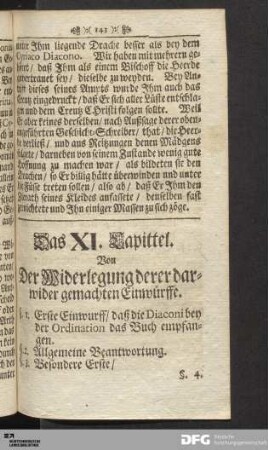 Das XI. Kapittel