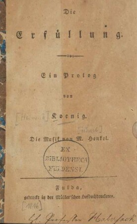Die Erfüllung : ein Prolog