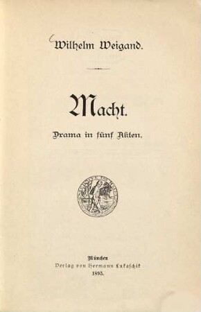Macht : Drama in fünf Akten