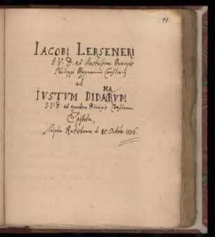 [Brief von Jakob Lersner an Justus Didamar (1556)]