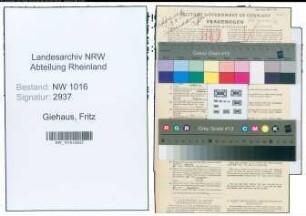 Entnazifizierung Fritz Giehaus , geb. 19.10.1912 (Kaufmann)