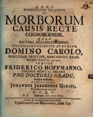 Dissertatio Solennis, De Morborum Causis Recte Cognoscendis