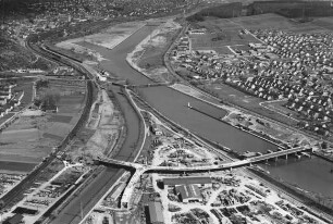 Luftaufnahme Staustufe, Schleuse Deizisau