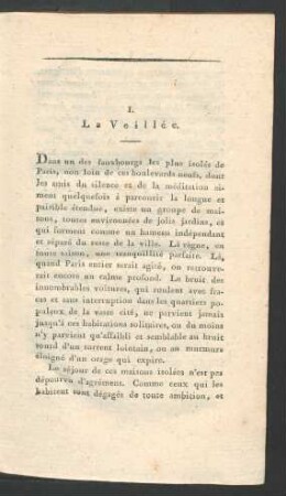 I. La Veillée.