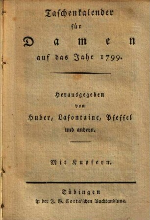 Taschenbuch für Damen : auf das Jahr ... 1799