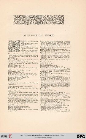 Alphabetical index