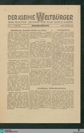 Karlsruher neue Zeitung : SAZ, Der kleine Weltbürger