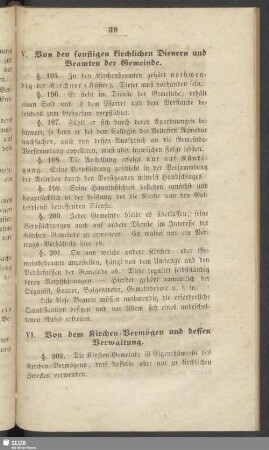 V. Von den sonstigen kirchlichen Dienern und Beamten der Gemeinde