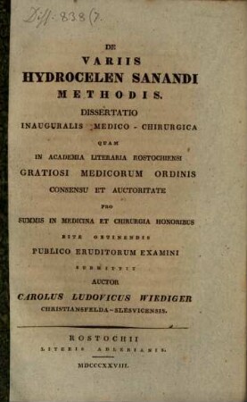 De variis hydrocelen sanandi methodis