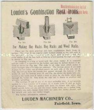 Holz- und Eisengestelle der Firma Louden Machinery Company