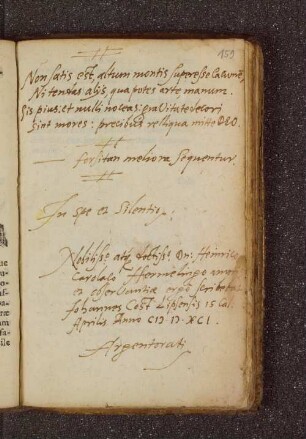 Johannes Cost. – Incipit: Non satis esr, altum montis superesse cacumen. – Straßburg, 18.03.1591