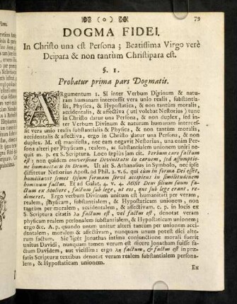 79-84, § 1. Probatur prima pars Dogmatis; § 2. Probatur secunda Pars Dogmatis