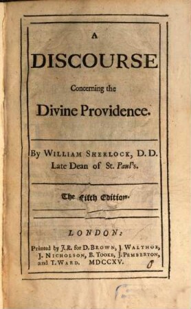 A discourse concerning the divine providence