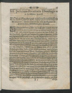 VI. Iudicium Facultatis Theologicae in Academia Jenensi.