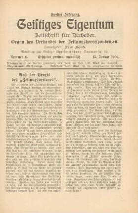 Nummer 8 (15. Januar 1906)