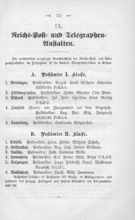IX: Reichs-Post und Telegraphen-Anstalten