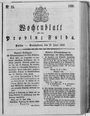 Nr. 25, Ausgabe vom 23. Juni 1838