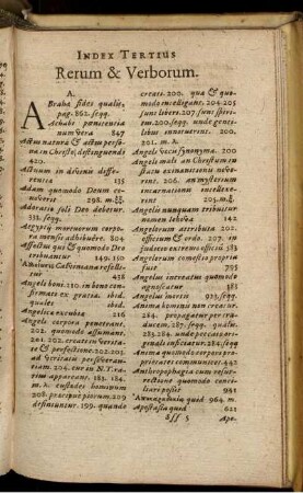 Index Tertius. Rerum & Verborum