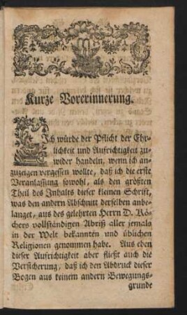 Kurze Vorerinnerung